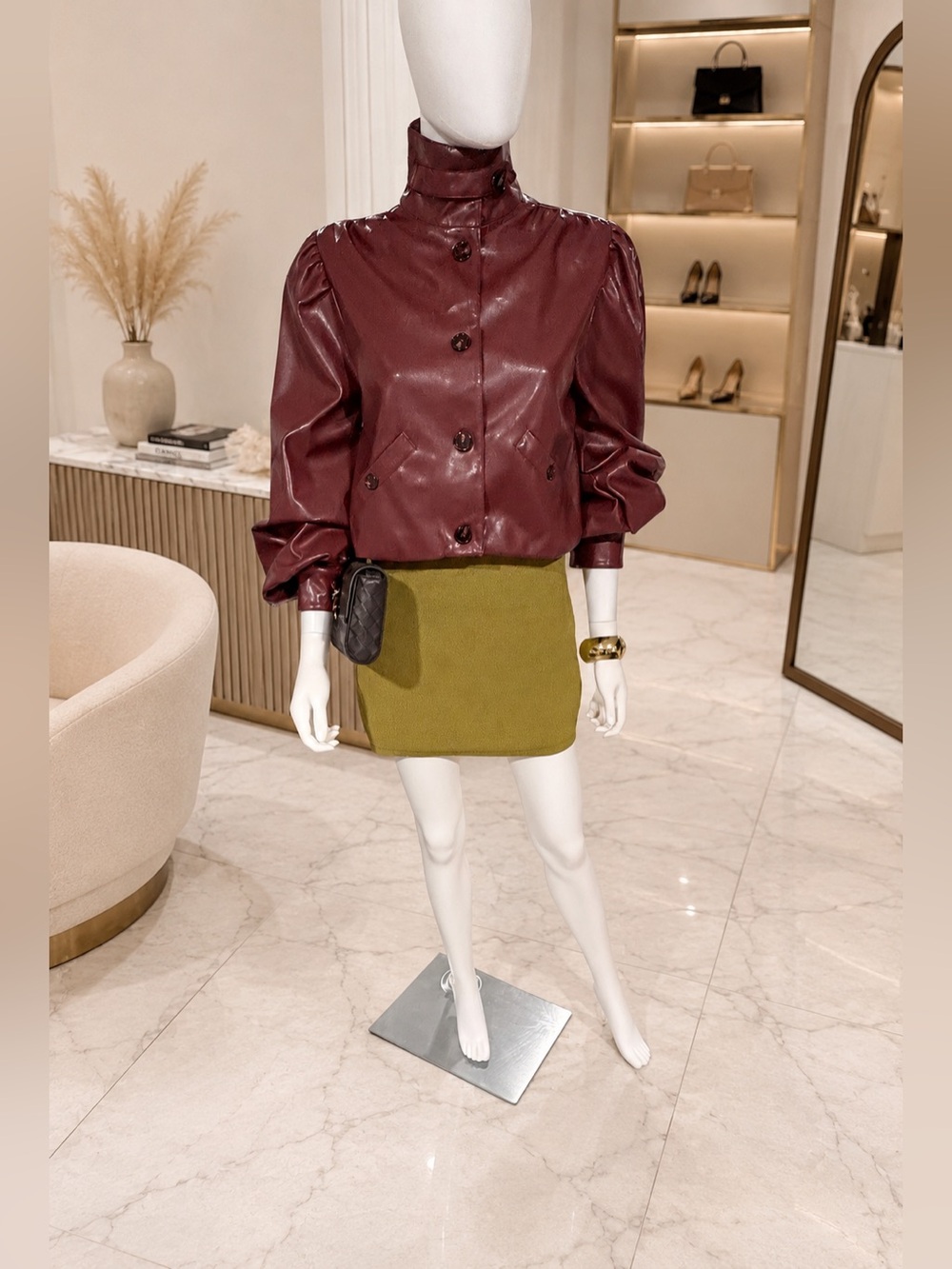 NWT WEWOREWHAT Women's Balloon Sleeve Stand Collar jacket xs $198